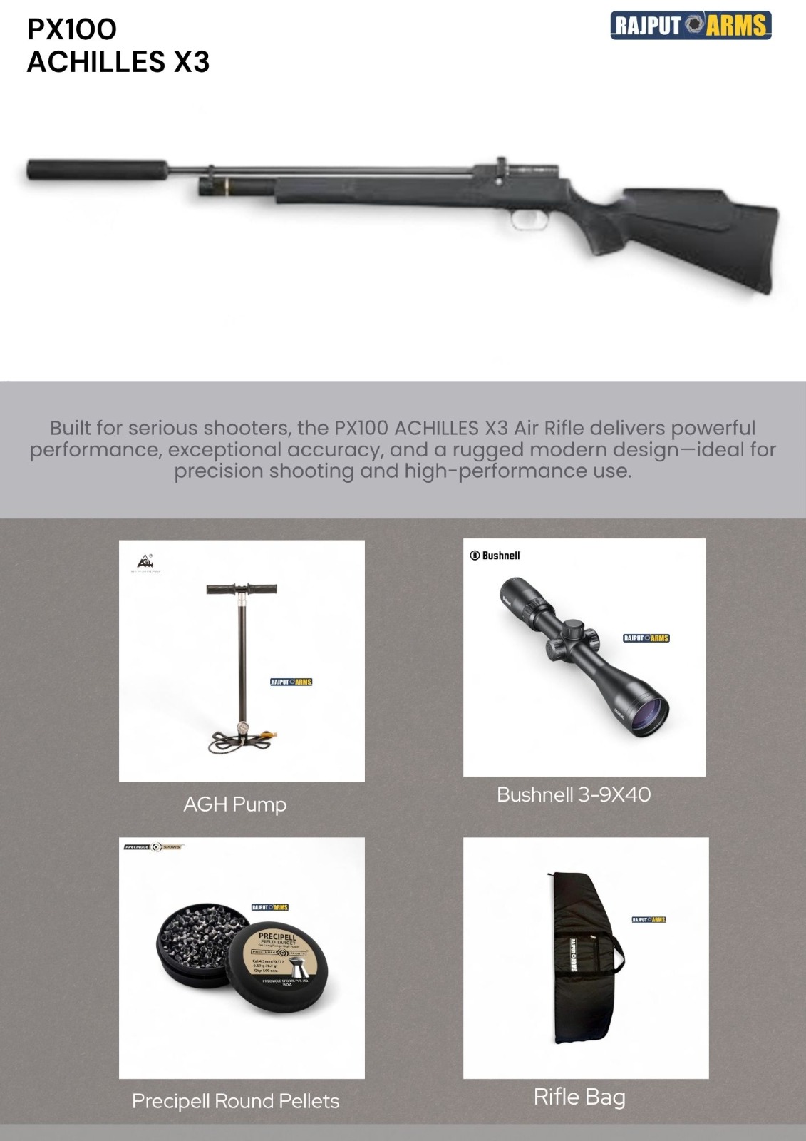 PRECIHOLE PX100 X3 BLACK PCP AIR RIFLE
